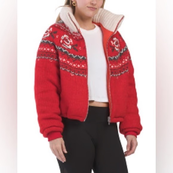 Blank NYC | Red Patterned Puffer Jacket - Picture 1 of 8